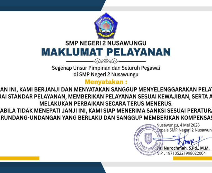 Optimalisasi Pelayanan SMP N 2 Nusawungu